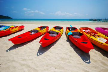 Sea kayaks on the beach