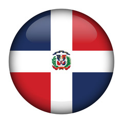 Fototapeta premium Round glossy Button with flag of Dominican Republic