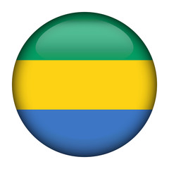 Round glossy Button with flag of Gabon