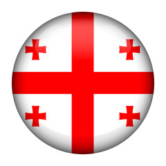Obraz premium Round glossy Button with flag of Georgia