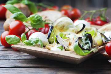 Eggplant rolls with cottage cheese