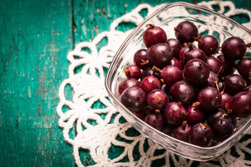 Summer fresh berries , healthy food , wooden background