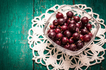 Summer fresh berries , healthy food , wooden background