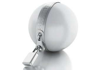 3d Ball with zipper and padlock