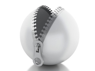 3d white ball with zipper