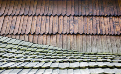 Old wooden shingle roof