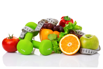 fitness equipment and healthy food