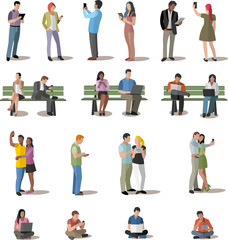 Obraz premium Business people with smart phones and computers