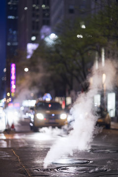 Steam coming out of manhole