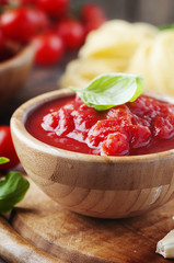 Italian traditional sauce with basil and tomato