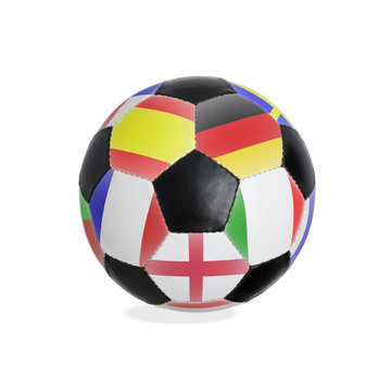 Fußball mit Flaggen verschiedener klassischer Nationen - Freisteller