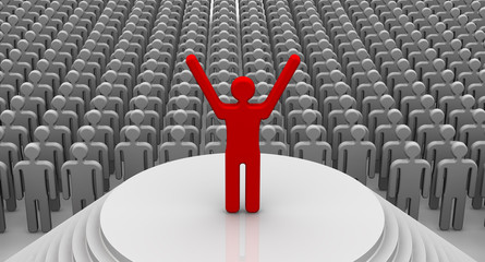 Fototapeta premium The leader speaks before a large audience at the podium. Isolated. 3D Illustration