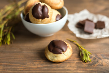 cheese profiteroles with chocolate