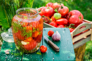 Fresh tomatoes with ingredients