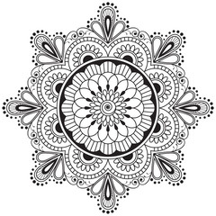 Mehndi henna Indian element flower mandala for tatoo or card.