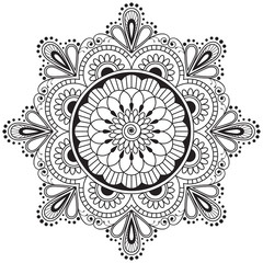 Mehndi henna Indian element flower mandala for tatoo or card.