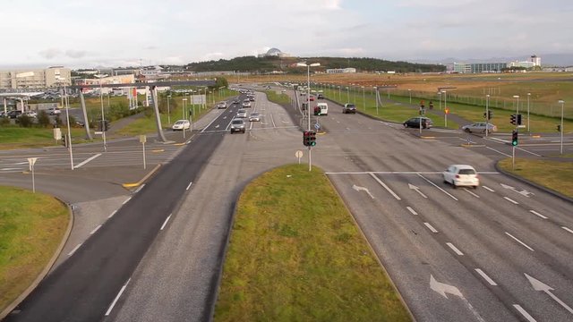 cars move on the highway in Reykjvik