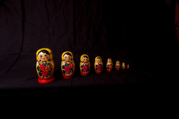 Russian Dolls matryoshka in low light