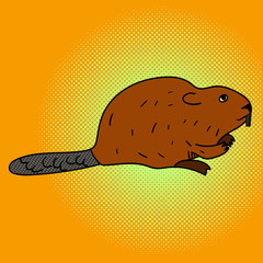 Beaver pop art vector illustration
