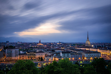 Fototapeta premium Turin (Torino), high definition panorama at twilight1