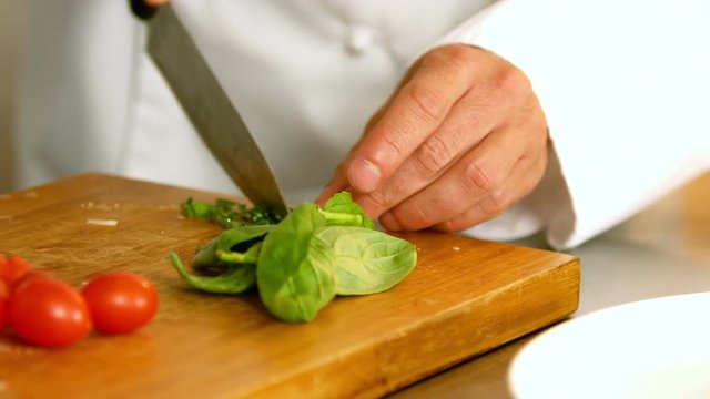 Chef cutting vegetables