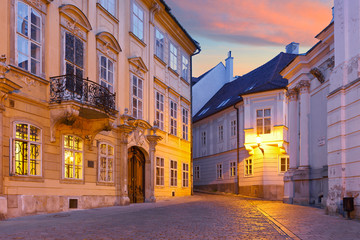 One of the main streets of the old town in Bratislava.