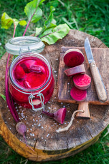 Homemade preserving fresh beetroots