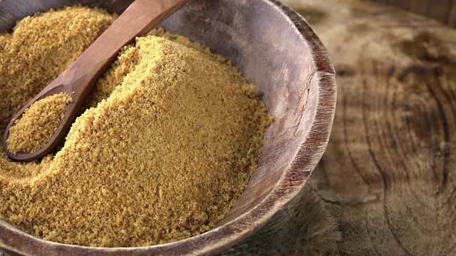 Portion of brown Coconut Sugar as not loopable 4K UHD footage