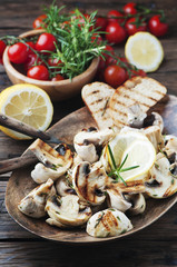 Vegan grilled mushroom with rosemary and lemon