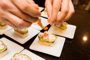 cook prepared delicious gourmet canape starters 