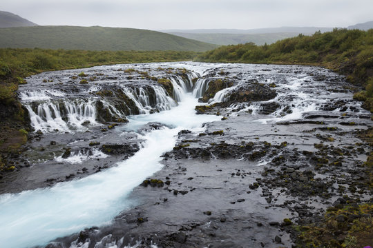 Small waterfall on river