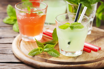 Mix of cocktails with rum and mint
