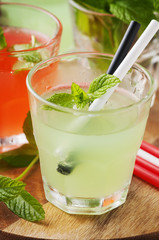 Mix of alcohol cocktails with rum and mint