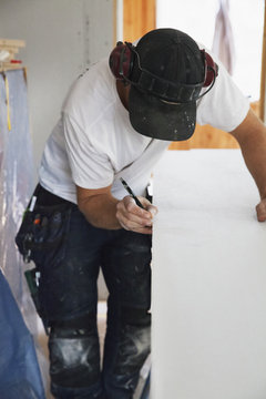 Man renovating house