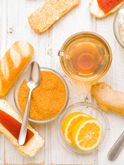 Vertical making tea and sugar bowl