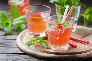 Fresh strong alcohol cocktail with rum and mint