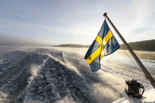 Swedish flag on boat