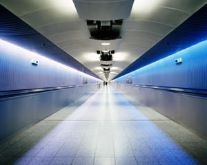 Pedestrians in tunnel