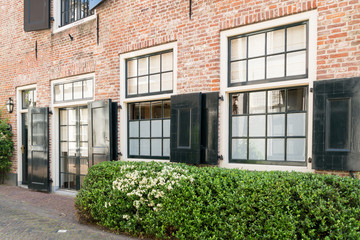 Front detail with windows of House Vagevier in old town of Amersfoort in Utrecht province, Netherlands