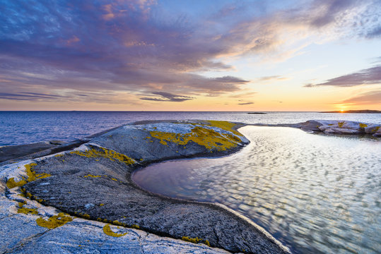 Scenic coast at sunset