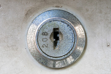 Old key hole of steel cabinet