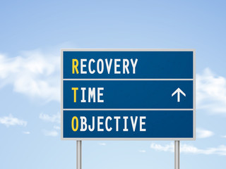 3d illustration recovery time objective road sign