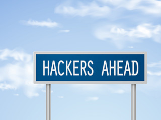 3d illustration hackers ahead road sign
