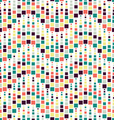 Seamless pattern on a white background. Has the shape of a wave. Consists of geometric elements of square shape in color.