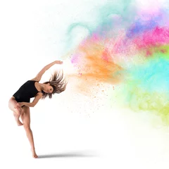 Foto auf Leinwand Tanz mit Farbpigmenten © alphaspirit