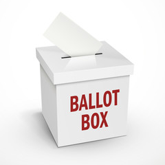 ballot box words on the white box