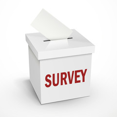 survey word on the 3d white voting box
