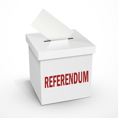 referendum word on the 3d white voting box