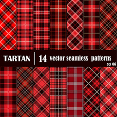 Set Tartan Seamless Pattern in red colors