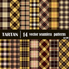 Set Tartan Seamless Pattern  in golden and yellow colors
